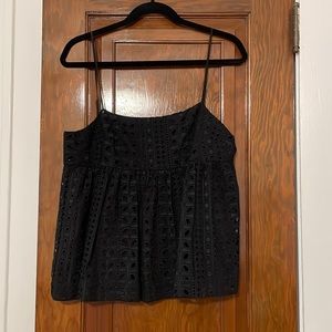 Black jcrew eyelet spaghetti strap tank